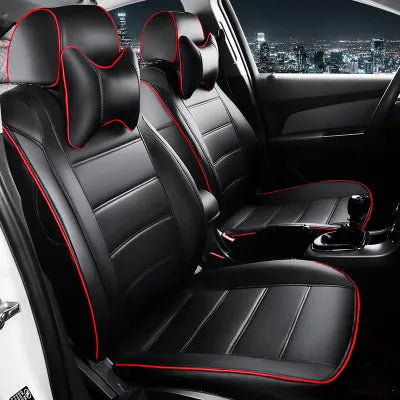 Cow leather car seat cover with binding edges in beige and black colour options