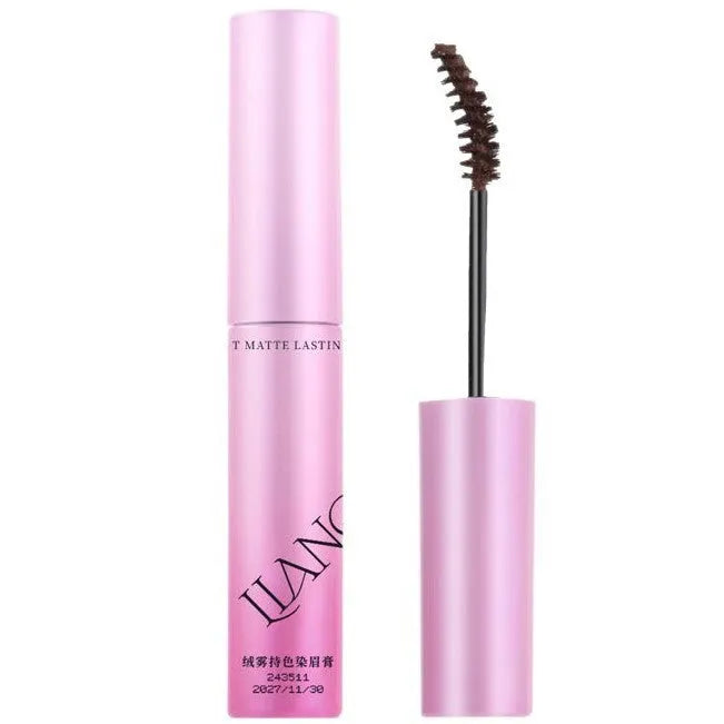 Long-lasting velvet fog eyebrow cream in four natural shades including milk coffee and latte tones.