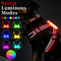 Nylon luminous dog lead with seven-colour LED lights and hand-holding rope design