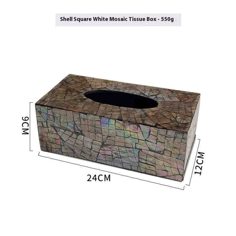 Black natural shell tissue box storage container with modern minimalist design
