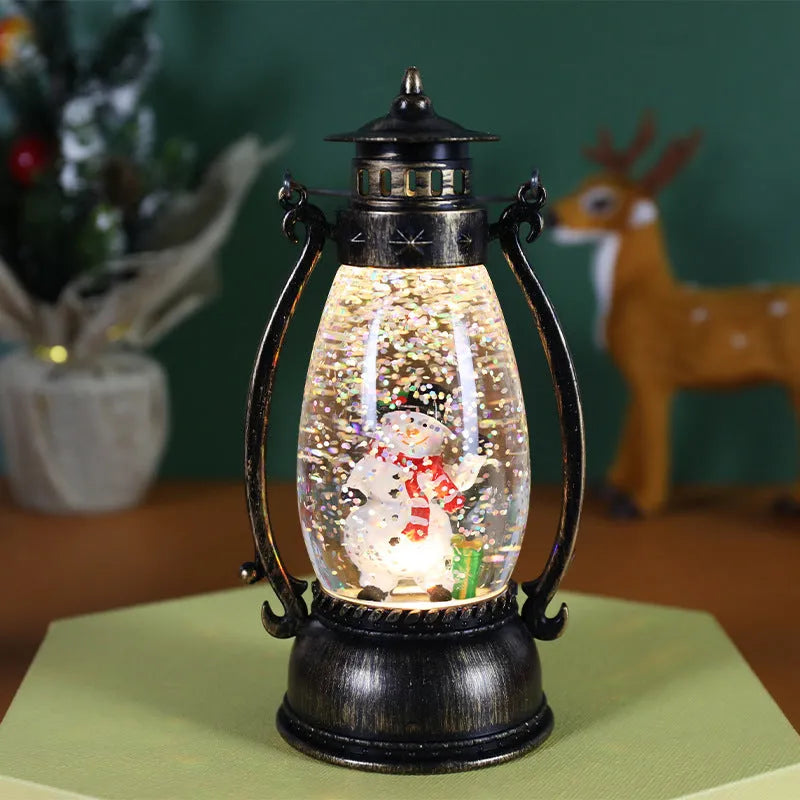 Crystal ball LED oil lamp Christmas decoration in snowman or elderly figure style