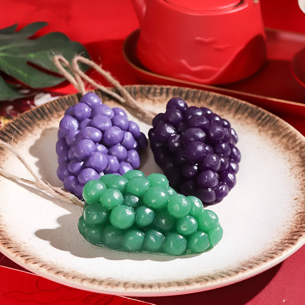 Grape handmade soap bar in purple or green colour with grape cluster design