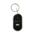 Oval-shaped plastic key finder pendant in red, blue, white, black, and orange colours.