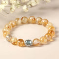 Geometric citrine crystal bracelet with 10mm polished beads and unisex design