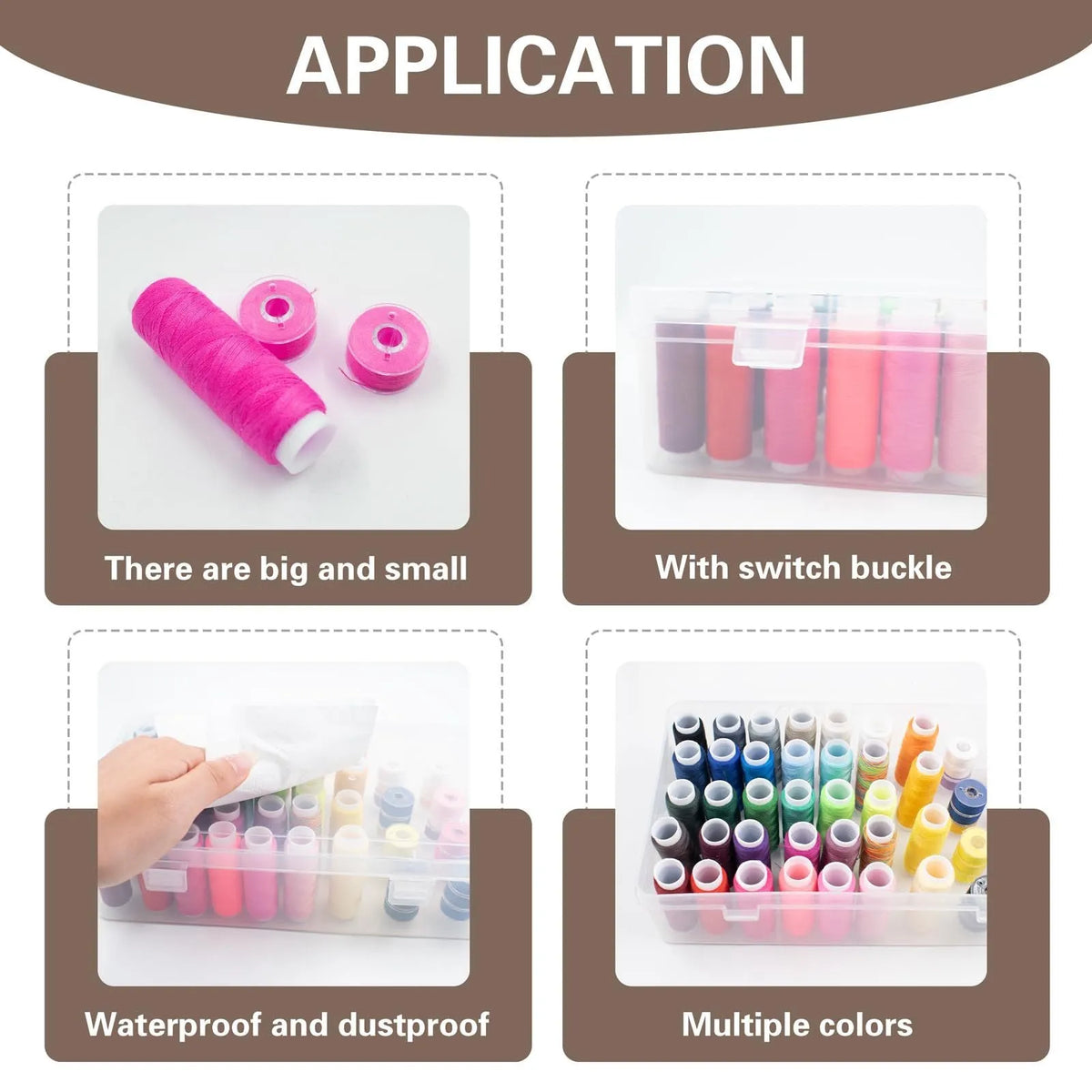 42 compartment plastic embroidery storage box in transparent, pink or blue colour options