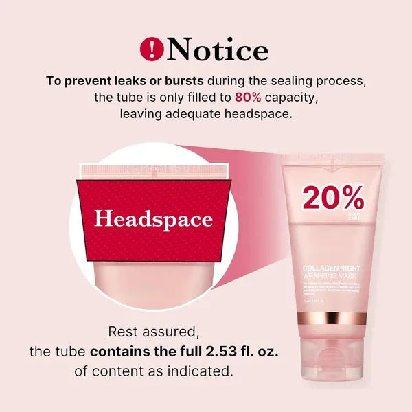 Collagen night mask bottle with application brush for even coverage on skin