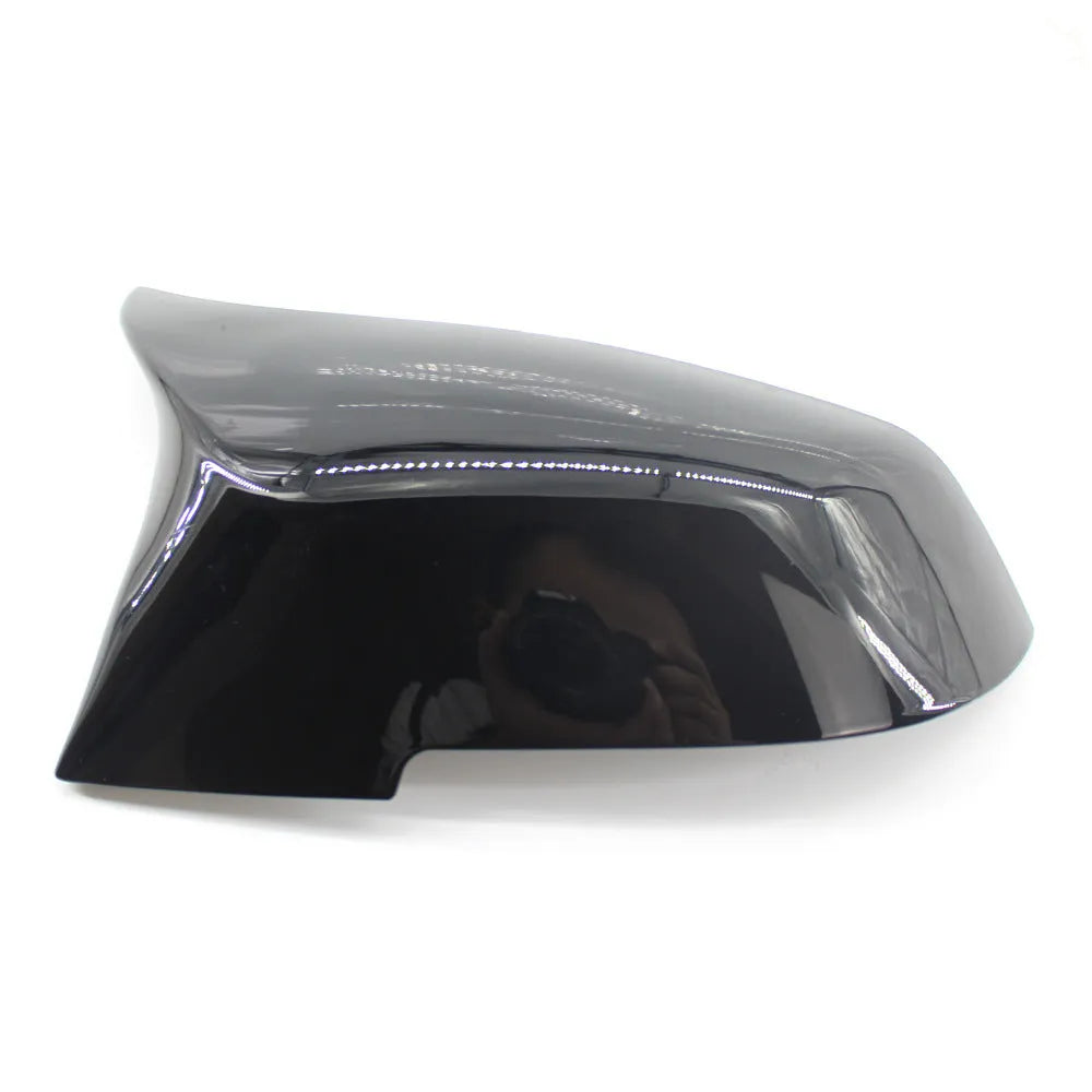 Paint bright black horn-shaped rearview mirror shell for BMW 3 Series and 4 Series F-chassis models.