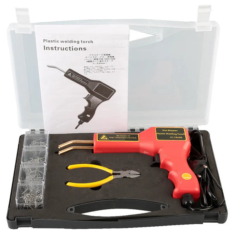 CR-307 model plastic welding gun with LED light and power cord for car bumper repair.