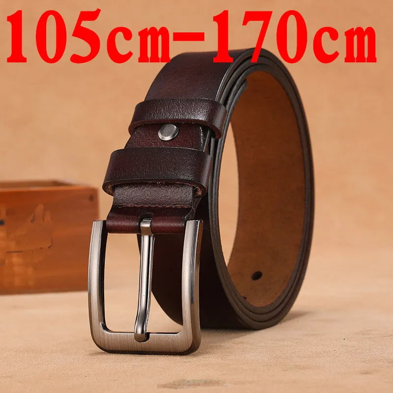 Men's black casual belt with a square silver alloy pin buckle on a length of belt strap.