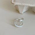 Women's geometric open ring with three-dimensional interlaced matte metal design