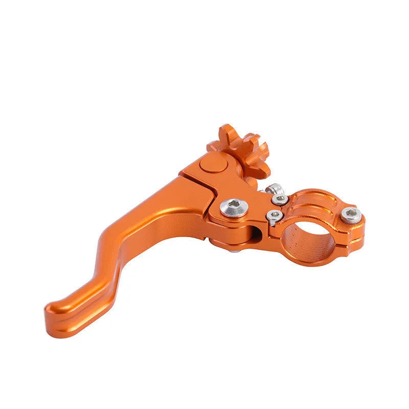 Aluminium alloy two-finger motorcycle clutch lever shown in multiple colour options.