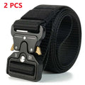 Men's thick woven canvas tactical belt with an alloy release buckle, shown in Army Green colour.