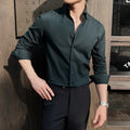 Men's dark striped V-neck long sleeve casual shirt in regular fit cardigan style