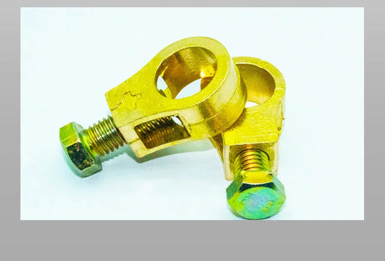 Pure copper automotive battery cable clamp with a patented design for terminal connections.