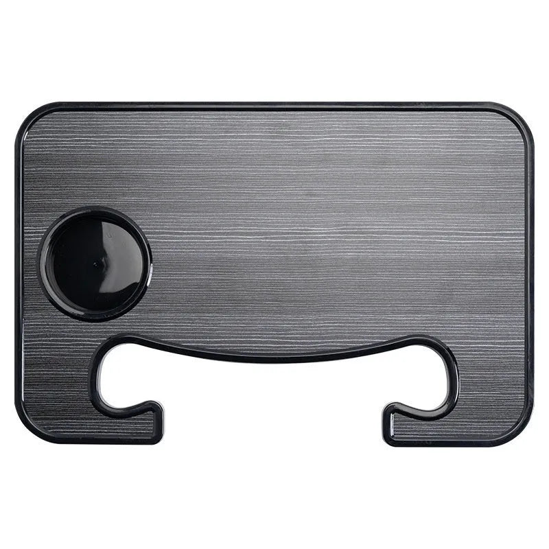 ABS plastic car steering wheel laptop stand with foldable drink holder in black finish