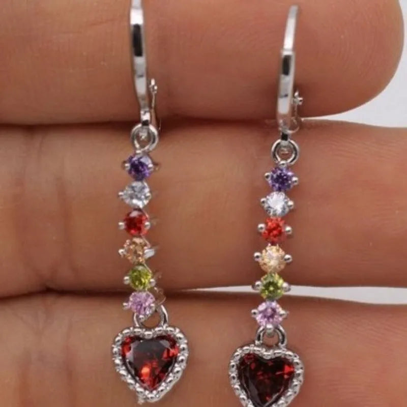 Women's heart-shaped alloy earrings with electroplated gold or silver colour finish