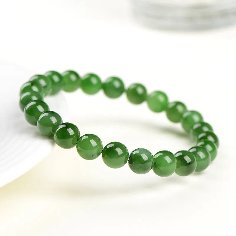 Natural jasper ball bracelet made from polished Hetian jade beads in spherical shapes