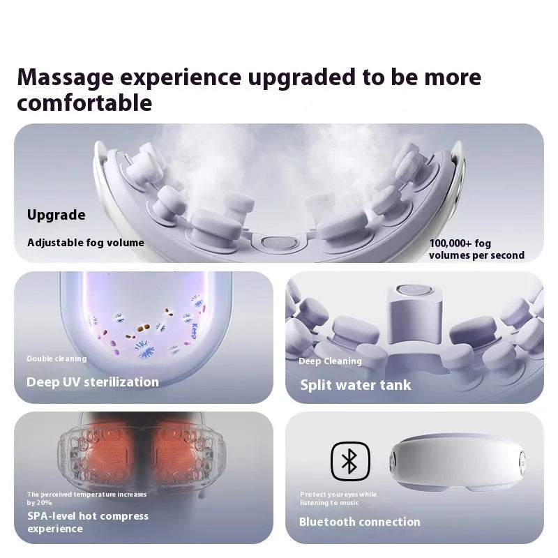 Rechargeable Bluetooth eye steam hot compress massage instrument in purplish grey colour