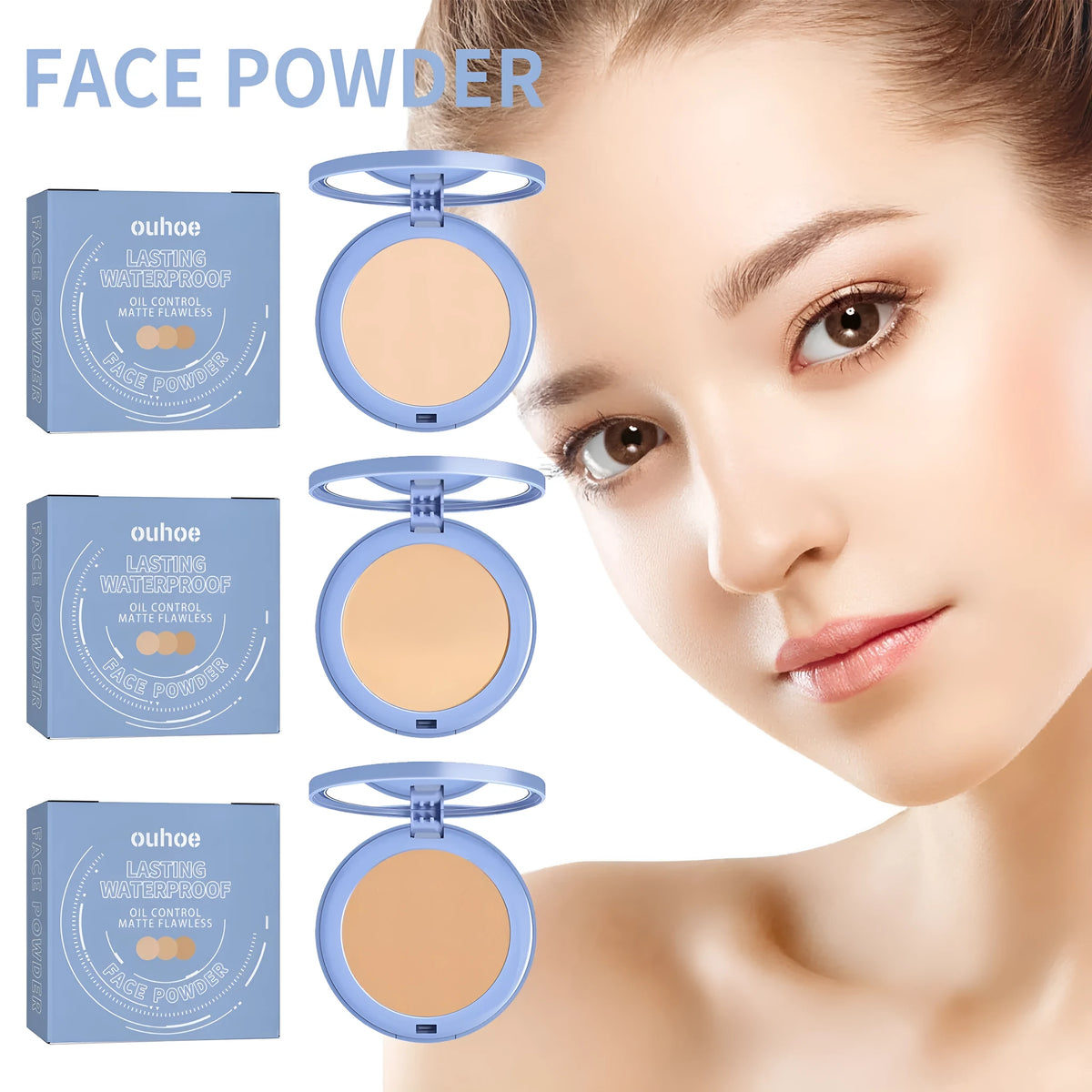 Makeup finishing powder 8g container with natural beige classic ivory pure beige colour options