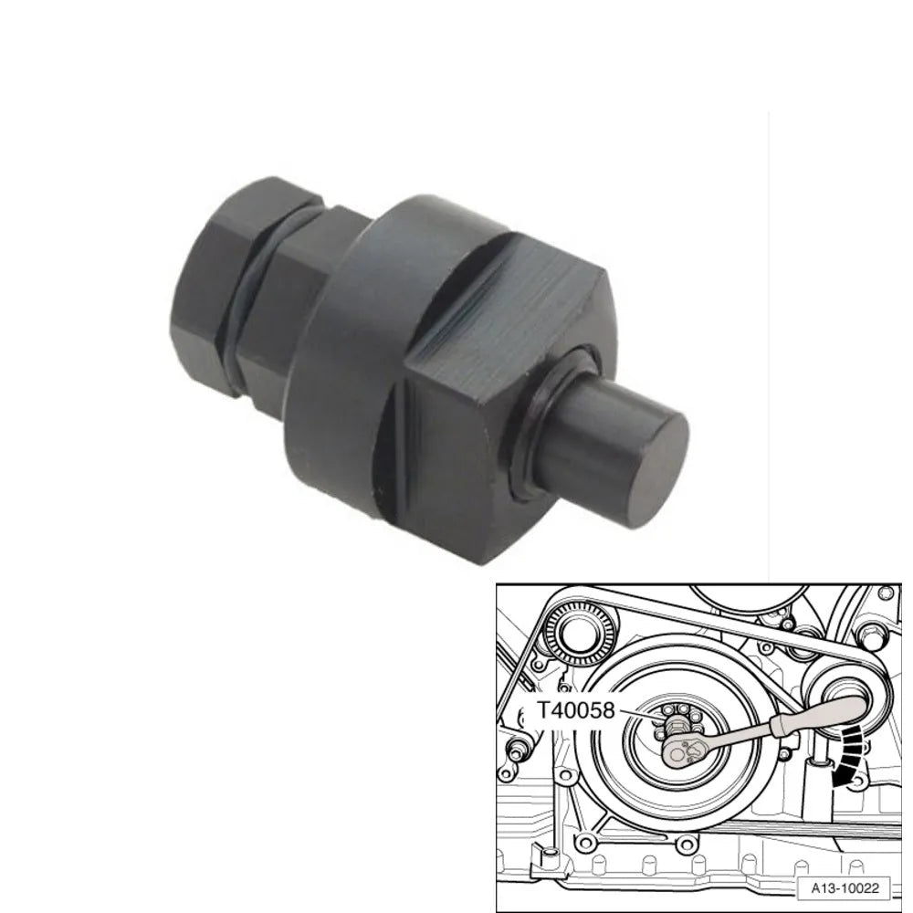 Aodi T40058 crankshaft rotating sleeve timing tool adapter with guide pin for engine top dead centre alignment