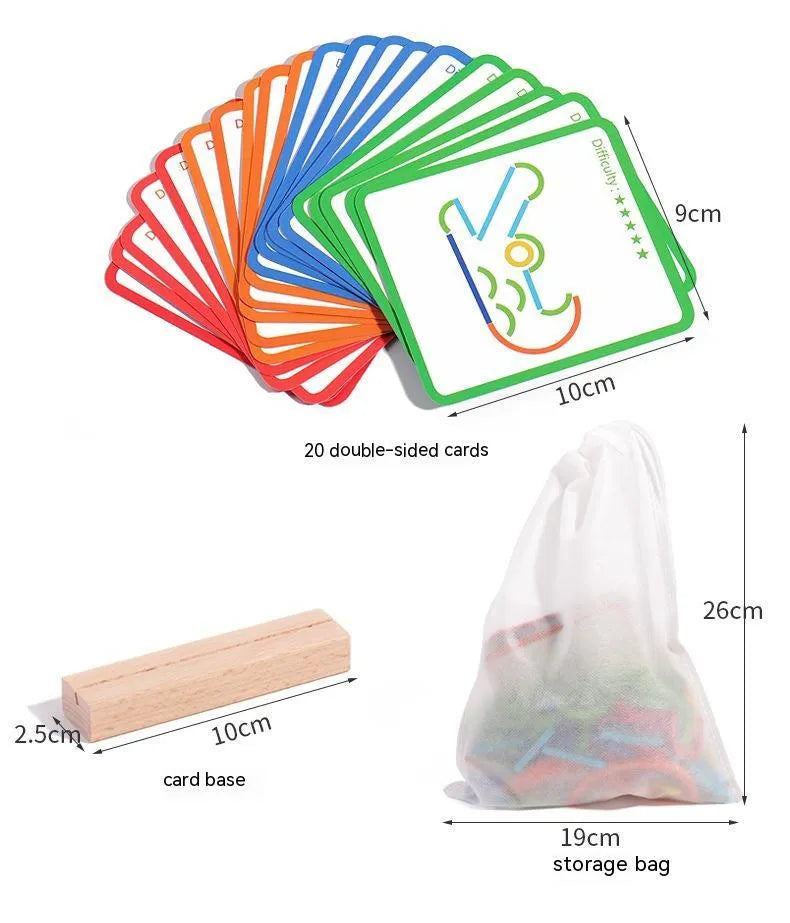 Wooden children's thinking training puzzle, creative stick and ring colour, 23 x 16.8 x 3.5cm early education board