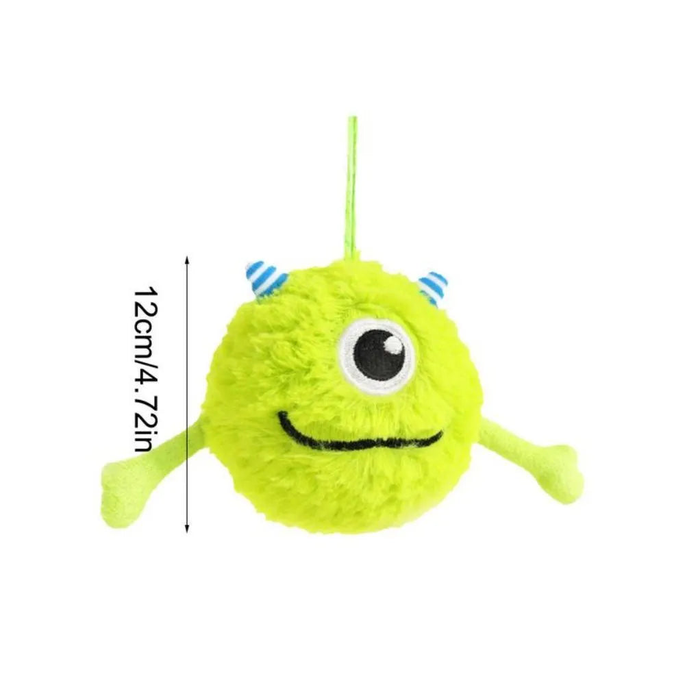 Green interactive dog teething ball toy with sound activation feature for chewing play