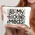 Polyester canvas cosmetics bag with zipper closure in one of five available colours