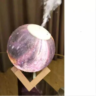 Wood set lunar humidifier night light with 13cm ball design and USB charging cable