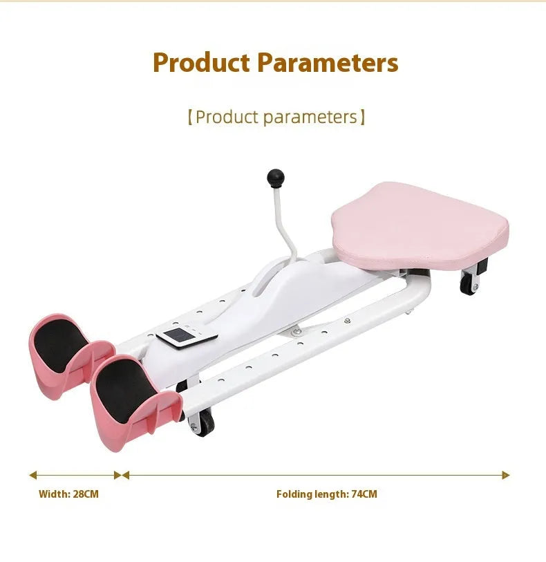 Leg opener fitness equipment with steel pipe frame and foam padding for flexibility training
