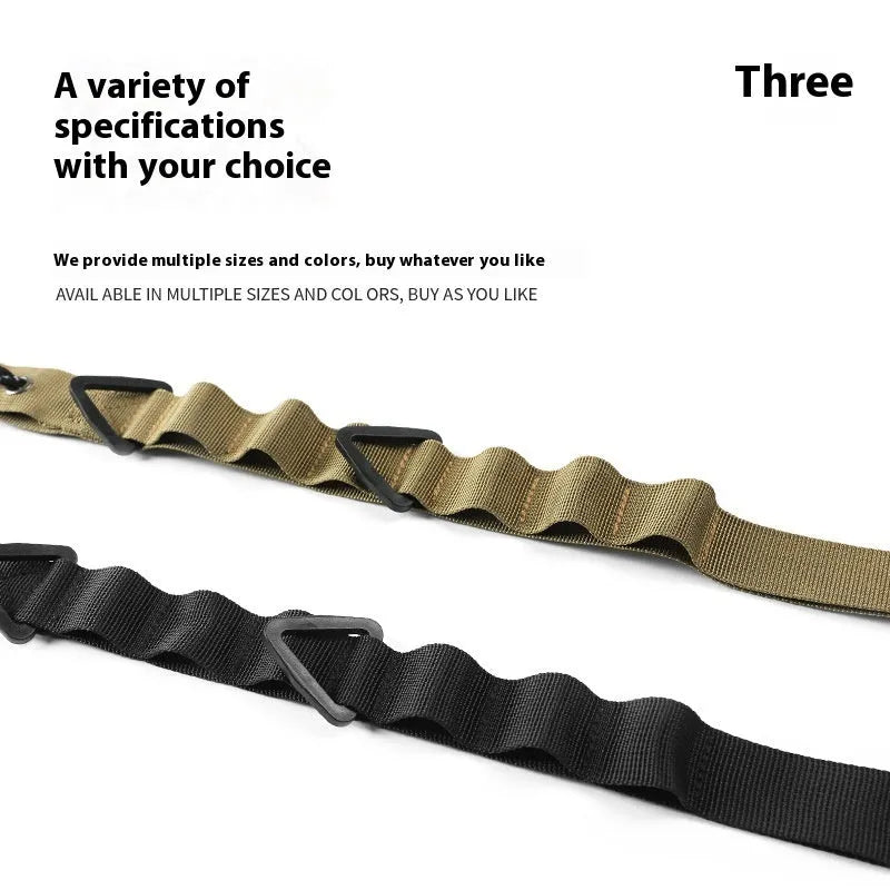 Black adjustable rope clothesline with metal carabiner hooks extended to show full 130cm length.