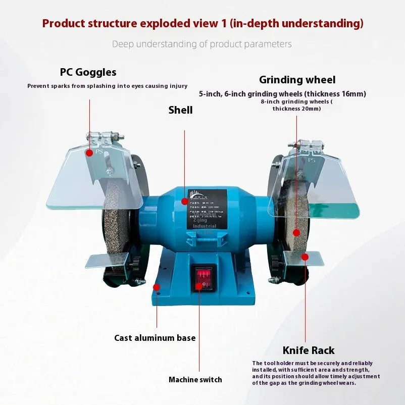 5-inch mini desktop polishing machine for knife sharpening with metal construction