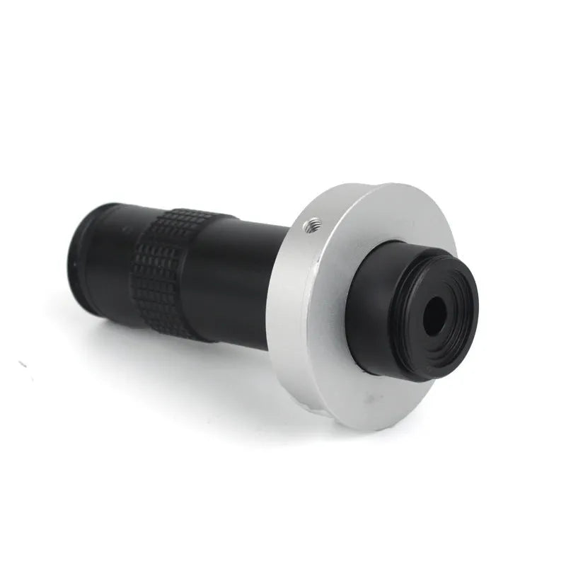 Black industrial camera monocular lens measuring 30mm diameter by 84mm length with 130x magnification
