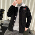 Men's loose fit corduroy workwear jacket in khaki colour with stick pockets