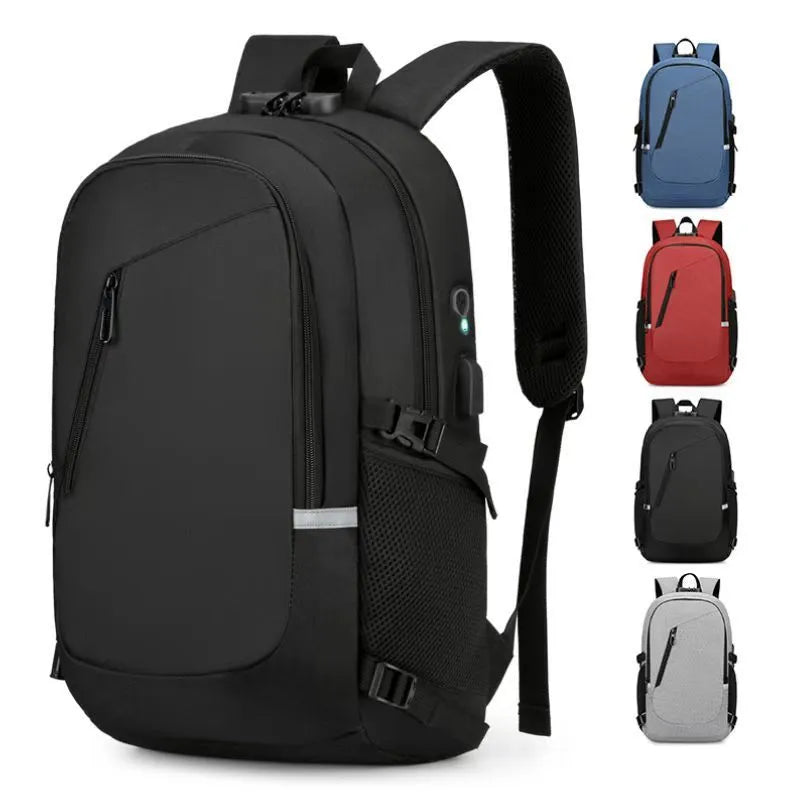 Oxford cloth computer backpack with 20-35L capacity in blue colour option