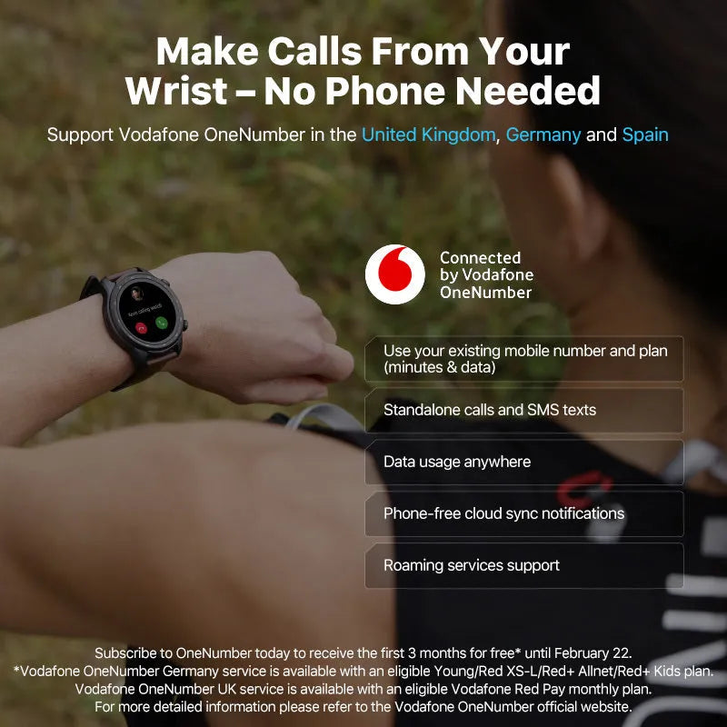 Ticwatch Pro X black smartwatch with stainless steel case and dual-layer display on a wrist