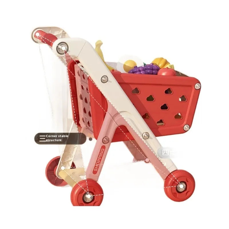 Shopping cart toy baby trolley in ABS plastic, available in pink, blue, and taro blue, single or set options