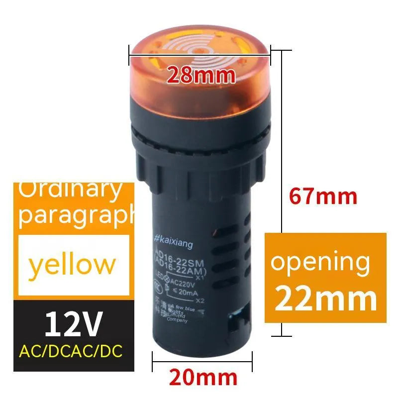 AD16-22SM LED flashing sound and light buzzer with 22mm mounting diameter for industrial control panel alarm signaling in red green and yellow