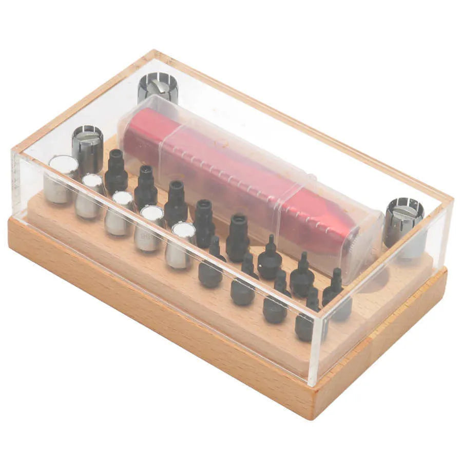 Watch repair tool set with barrel opening implements and extracting tube open tools