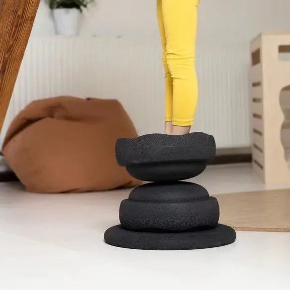 Plastic wood surf balance board for children with wood-inspired finish