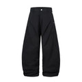 Men's black pleated casual trousers with loose-fitting wide-leg design