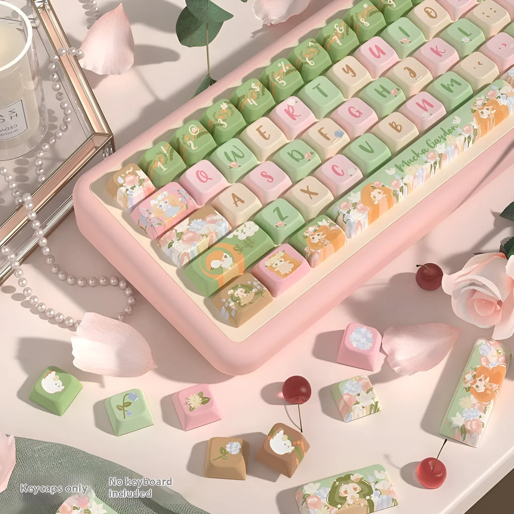 Mu Xia Garden Original mechanical keyboard keycap set with Summer Garden colour theme