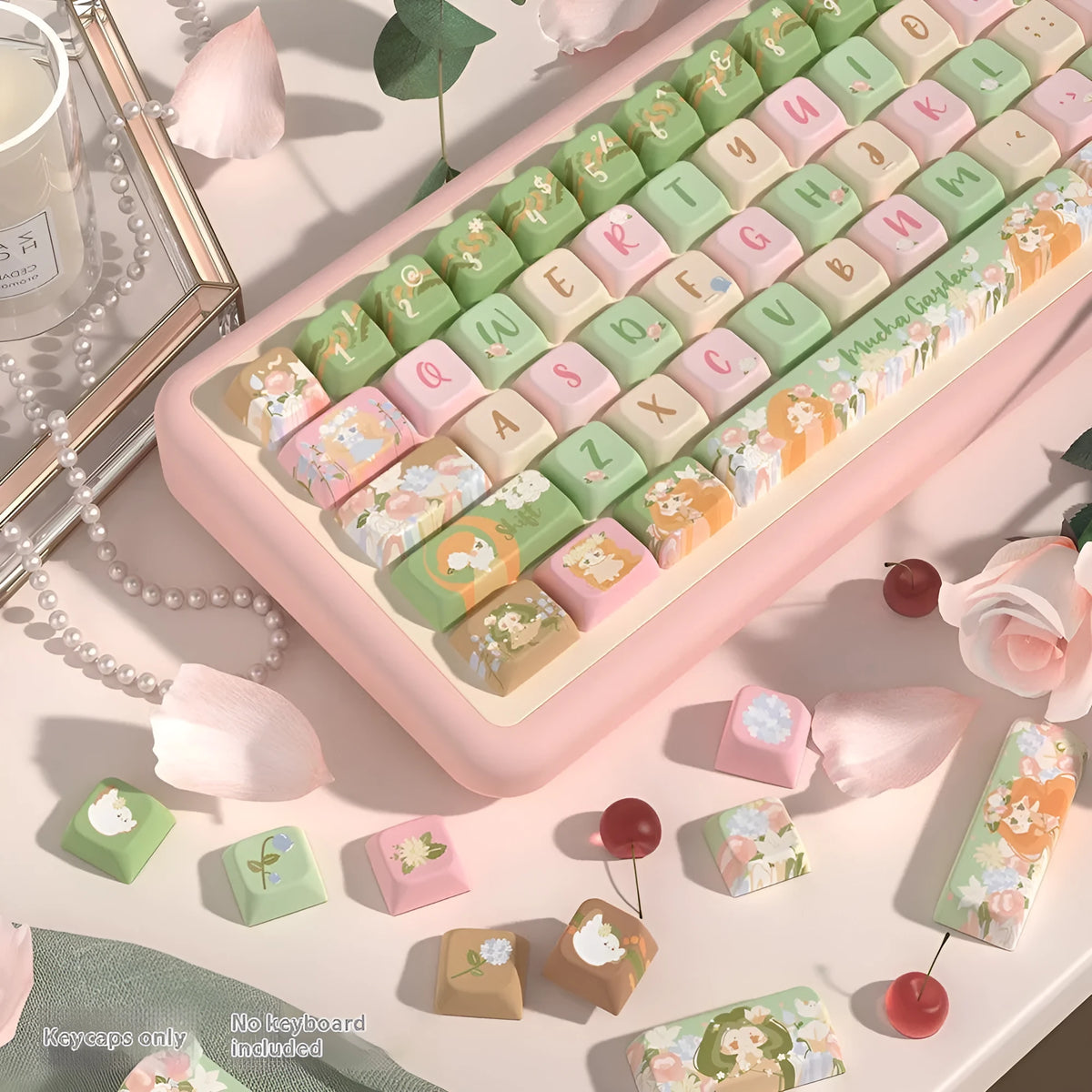 Mu Xia Garden Original mechanical keyboard keycap set with Summer Garden colour theme