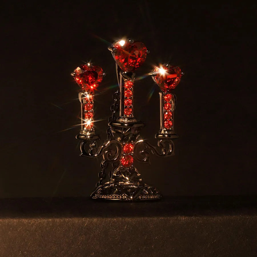 Gothic women's claw necklace with hollow candlestick pendant and cross chain in retro colour