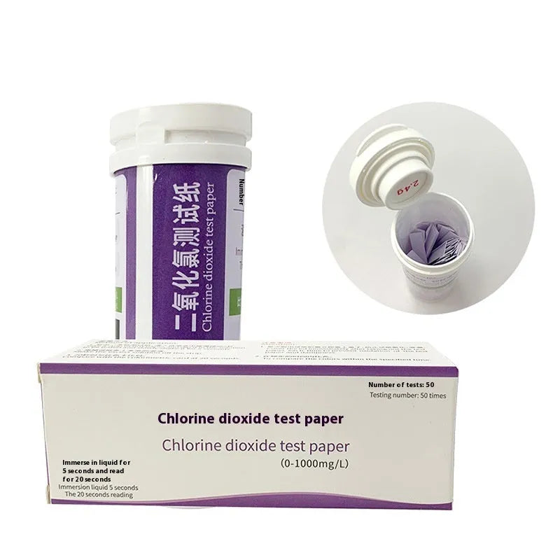Bottle of 50 chlorine dioxide test papers for wastewater detection 0-1000 mg/L