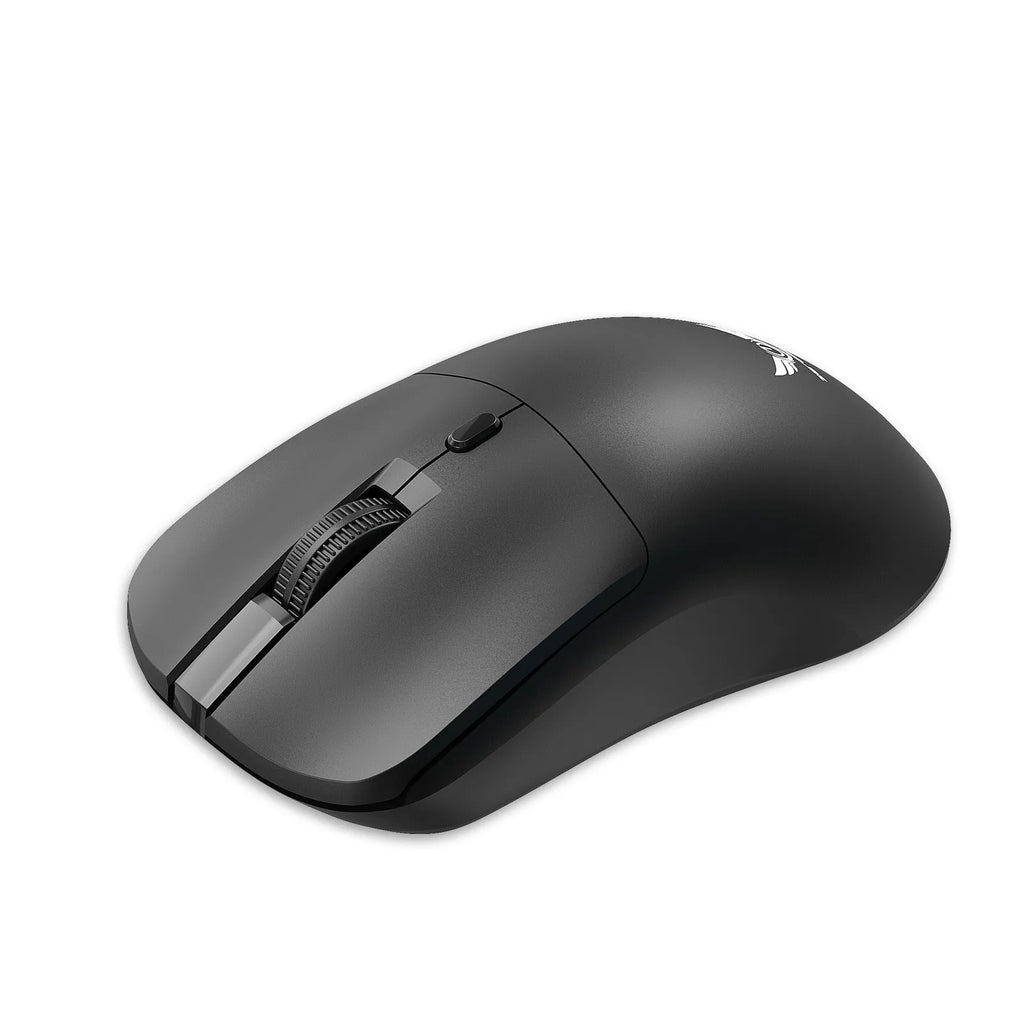 Black wireless computer mouse with three-gear audio button and optical sensor