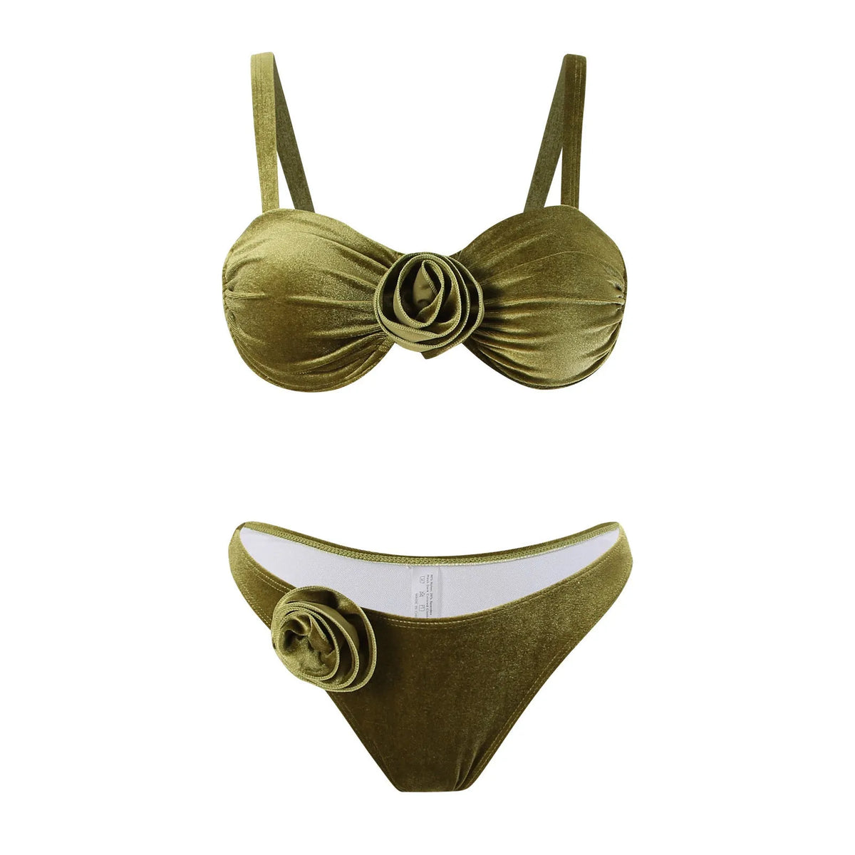 Women's 3D flower swimsuit in A371 Green with floral pattern and high elasticity construction