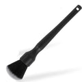 Black car detailing brush with super soft pig hair bristles shown in two size options for interior cleaning