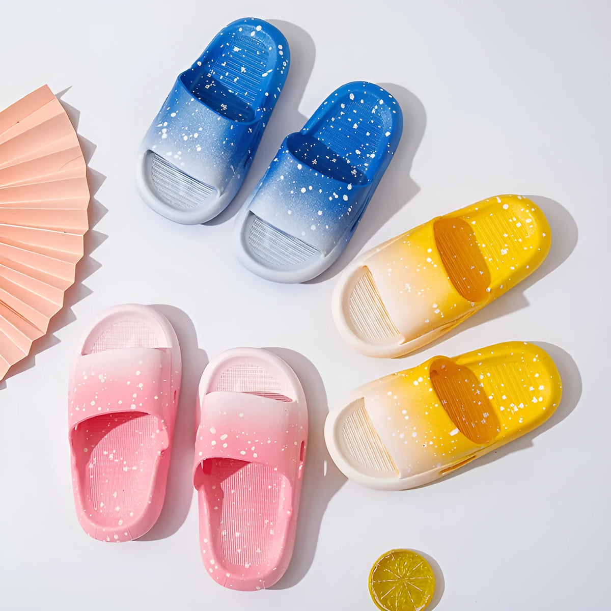 Children's gradient colour PVC summer slippers with non-slip soles in various sizes