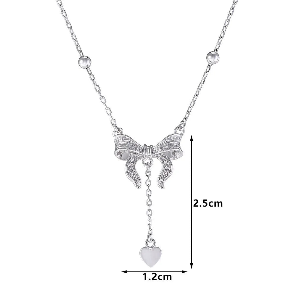 S925 sterling silver necklace with heart-shaped butterfly pendant on an adjustable O-ring chain.