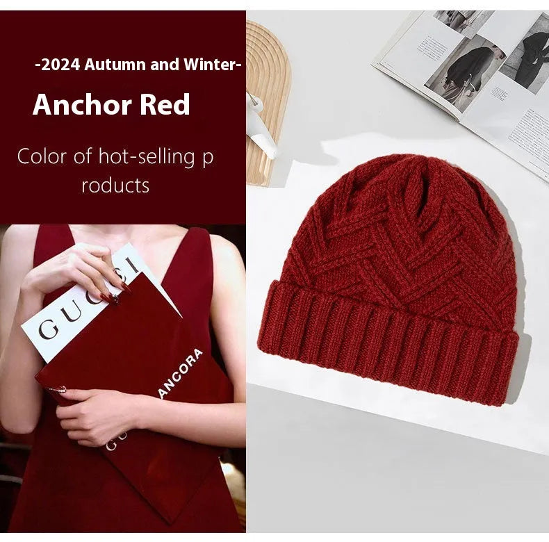 Women's wool knitted dome crown beanie winter hat in six colour options